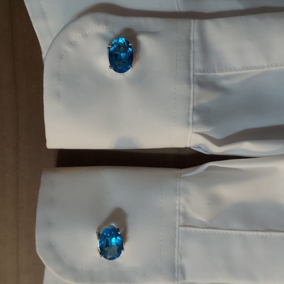 Blue Topaz Sterling Silver Cuff Links - Picture 2 of 7